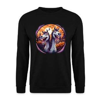 Drôles de chevaux d’Halloween fous - Sweat-shirt Unisexe - noir - Devant - Alina (178cm) & Michal (187cm)