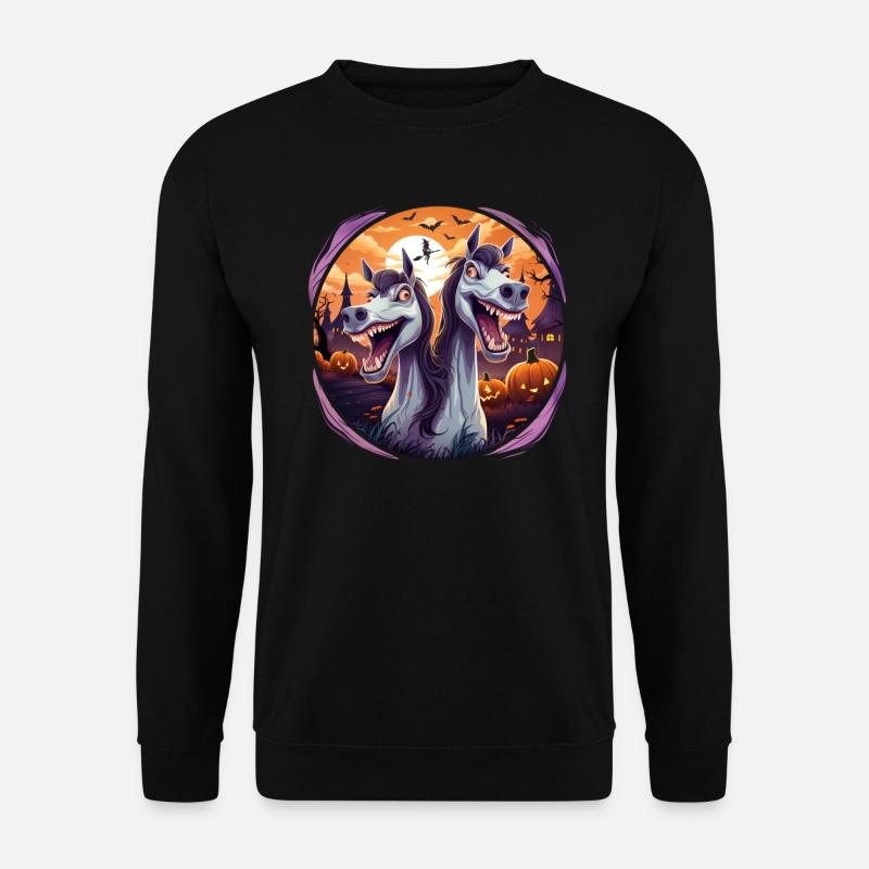 Lustige verrückte Halloween Pferde - Unisex Pullover - Schwarz