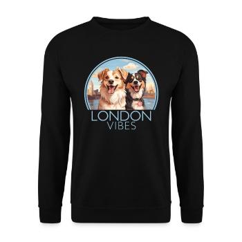 London Vibes Angleterre Mignons Chiens Amoureux des chiens - Sweat-shirt Unisexe - noir - Devant - Alina (178cm) & Michal (187cm)