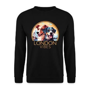 London Vibes Angleterre Mignons Chiens Amoureux des chiens - Sweat-shirt Unisexe - noir - Devant - Alina (178cm) & Michal (187cm)