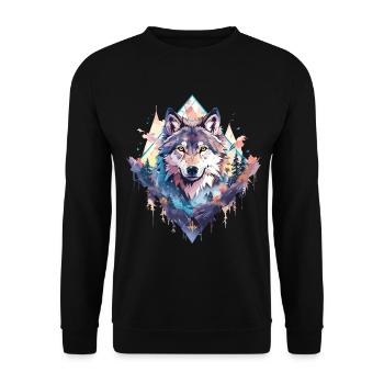Wolf Wolf’s Head Nature Wilderness Adventure Art forestier - Sweat-shirt Unisexe - noir - Devant - Alina (178cm) & Michal (187cm)