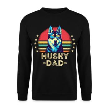 Husky mit sonnenbrille retro - Unisex Pullover - Schwarz - Vorne - Alina (178cm) & Michal (187cm)
