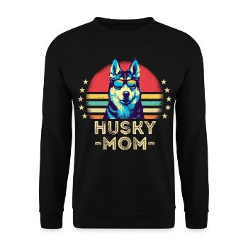 Husky mit sonnenbrille retro - Unisex Pullover - Schwarz - Vorne - Alina (178cm) & Michal (187cm)