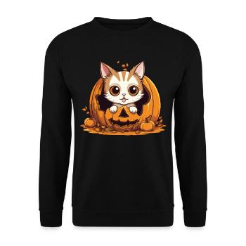 Halloween Cat Pumpkin Costume Cute Cute Funny - Unisex Sweatshirt - black - Front - Alina (178cm) & Michal (187cm)