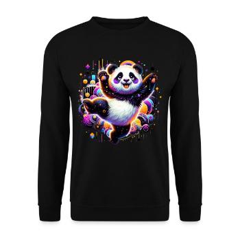 Panda fun coloré - Sweat-shirt Unisexe - noir - Devant - Alina (178cm) & Michal (187cm)