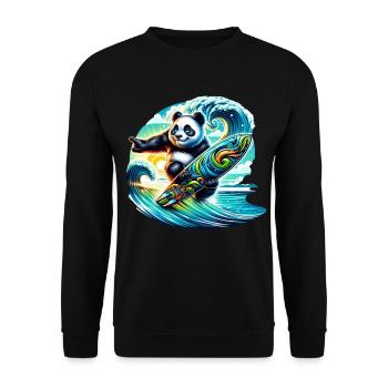 Panda surf coloré - Sweat-shirt Unisexe - noir - Devant - Alina (178cm) & Michal (187cm)