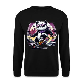 Panda Skate Violet - Sweat-shirt Unisexe - noir - Devant - Alina (178cm) & Michal (187cm)