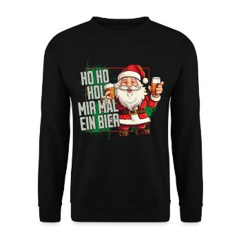 Weihnachtsmann Ho Ho Hol Mir Mal Ein Bier Lustig - Unisex Pullover - Schwarz - Vorne - Alina (178cm) & Michal (187cm)