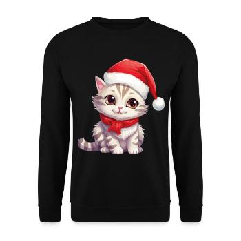 Cat Christmas Christmas Cat Cute Merry Catmas - Unisex Sweatshirt - black - Front - Alina (178cm) & Michal (187cm)