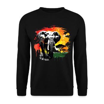 Éléphant Afrique Safari Nature nature sauvage aquarelle Art - Sweat-shirt Unisexe - noir - Devant - Alina (178cm) & Michal (187cm)