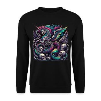 Licorne gothique néon - Sweat-shirt Unisexe - noir - Devant - Alina (178cm) & Michal (187cm)
