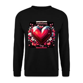 Valentine's Heart Gloss Charm - Unisex Sweatshirt - black - Front - Alina (178cm) & Michal (187cm)