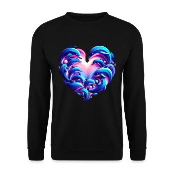 Dolphin Love Heart Fusion - Unisex Sweatshirt - black - Front - Alina (178cm) & Michal (187cm)
