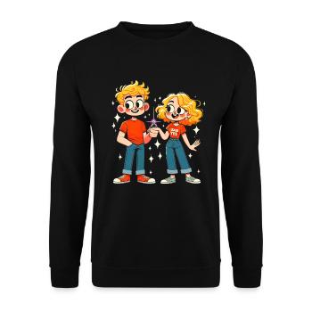 Modern Love Sparkle - Unisex Sweatshirt - black - Front - Alina (178cm) & Michal (187cm)