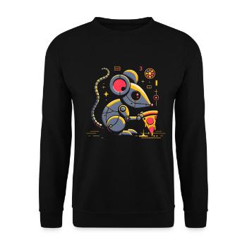 Kybernetischen Pizzagenuss - Unisex Pullover - Schwarz - Vorne - Alina (178cm) & Michal (187cm)