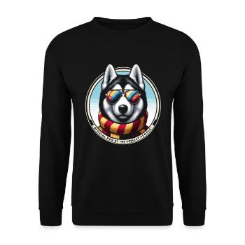 Stilvoller Husky-Schwung - Unisex Pullover - Schwarz - Vorne - Alina (178cm) & Michal (187cm)