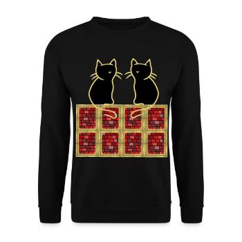 80s 90s Retro Vintage Cats Cat Cat - Unisex Sweatshirt - black - Front - Alina (178cm) & Michal (187cm)