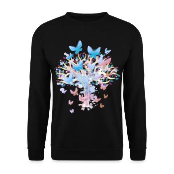Tree Trees Nature Butterflies Spring - Unisex Sweatshirt - black - Front - Alina (178cm) & Michal (187cm)