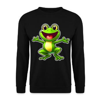 Drôle de grenouille verte dans le style bande dessinée - Sweat-shirt Unisexe - noir - Devant - Alina (178cm) & Michal (187cm)