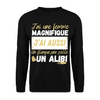 J'ai une femme magnifique... - Sweat-shirt Unisexe - noir - Devant - Alina (178cm) & Michal (187cm)