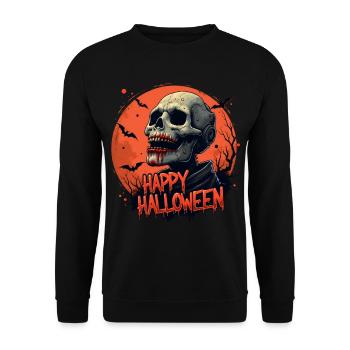 Happy Halloween - Unisex Pullover - Schwarz - Vorne - Alina (178cm) & Michal (187cm)