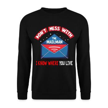 Lustiger Spruch für Postboten - Unisex Pullover - Schwarz - Vorne - Alina (178cm) & Michal (187cm)
