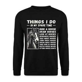 Ce que je fais pendant mon temps libre : Pour Pferdeliebha - Sweat-shirt Unisexe - noir - Devant - Alina (178cm) & Michal (187cm)