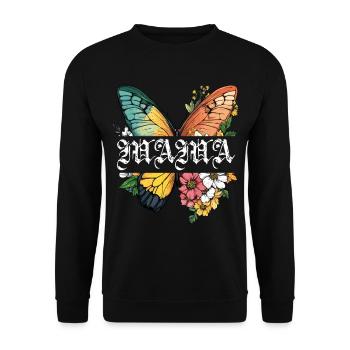 Maman papillon fleurs Meilleure maman Fête des mères - Sweat-shirt Unisexe - noir - Devant - Alina (178cm) & Michal (187cm)