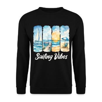 Sailing Vibes – Feel the Ocean - Unisex Sweatshirt - black - Front - Alina (178cm) & Michal (187cm)