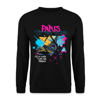 Paris France City Skyline Eiffel Tower Graffiti - Unisex Sweatshirt - black - Front - Alina (178cm) & Michal (187cm)