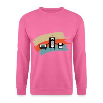 Retro Gamer Nerd VHS, Kassette und Diskette - Unisex Pullover - Pink - Vorne