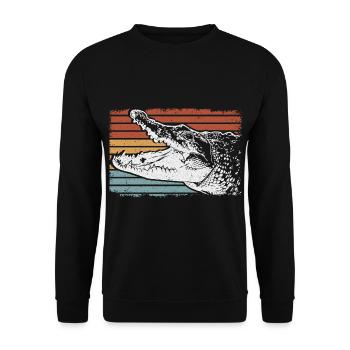 Crocodile Lizard Reptiles Gift Idea - Unisex Sweatshirt - black - Front - Alina (178cm) & Michal (187cm)