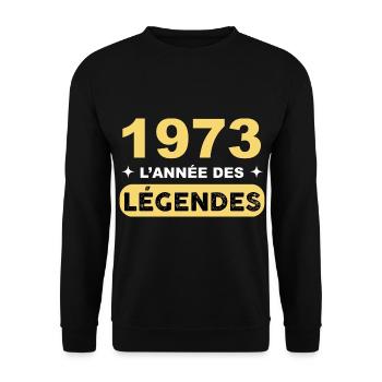 1973 l'année des légende. Anniversaire - Sweat-shirt Unisexe - noir - Devant - Alina (178cm) & Michal (187cm)
