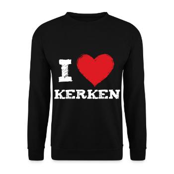 Ich liebe meine Stadt Kerken - Unisex Pullover - Schwarz - Vorne - Alina (178cm) & Michal (187cm)