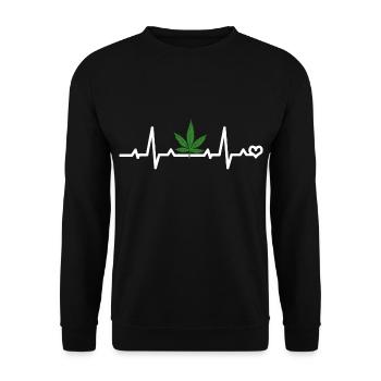 Cannabisblatt EKG - Unisex Pullover - Schwarz - Vorne - Alina (178cm) & Michal (187cm)