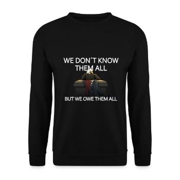 We Don't Know Them All But We Owe Them All Veteran - Unisex Pullover - Schwarz - Vorne - Alina (178cm) & Michal (187cm)
