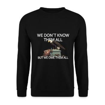 We Don't Know Them All But We Owe Them All Veteran - Unisex Pullover - Schwarz - Vorne - Alina (178cm) & Michal (187cm)