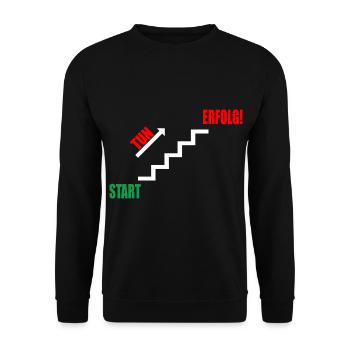 Treppe Erfolg durch Tun - Unisex Pullover - Schwarz - Vorne - Alina (178cm) & Michal (187cm)