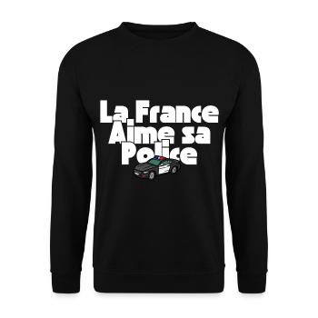 La France Aime Sa Police - Sweat-shirt Unisexe - noir - Devant - Alina (178cm) & Michal (187cm)