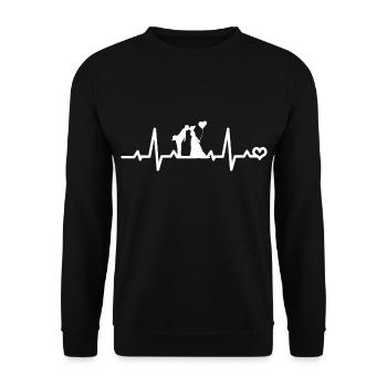 Brautpaar Herzfrequenz EKG - Unisex Pullover - Schwarz - Vorne - Alina (178cm) & Michal (187cm)