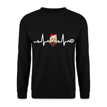 Chihuahua Heartbeat Noël Amour Fan - Sweat-shirt Unisexe - noir - Devant - Alina (178cm) & Michal (187cm)