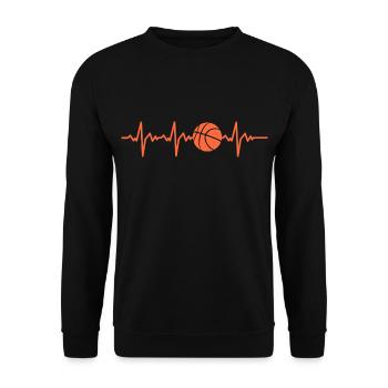 Basketball Herzschlag - Unisex Pullover - Schwarz - Vorne - Alina (178cm) & Michal (187cm)
