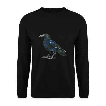 Raven crow with slightly bluish green feathers - Unisex Sweatshirt - black - Front - Alina (178cm) & Michal (187cm)