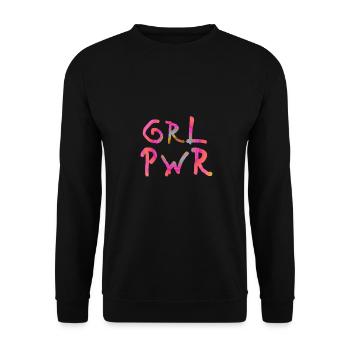 GRL PWR. Girl Power. Individuelles Design - Unisex Pullover - Schwarz - Vorne - Alina (178cm) & Michal (187cm)