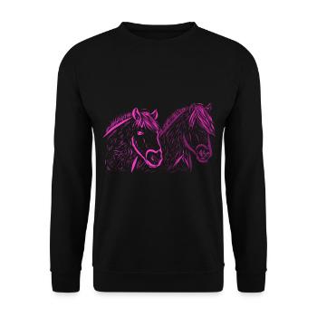 Pferde - Unisex Pullover - Schwarz - Vorne - Alina (178cm) & Michal (187cm)
