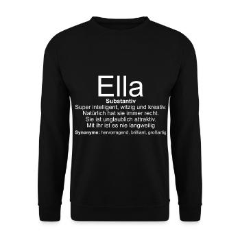 Name Definition Ella - Unisex Pullover - Schwarz - Vorne - Alina (178cm) & Michal (187cm)