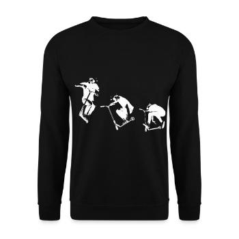 Scooter Tretroller Stunt E-scooter E-Roller Design - Unisex Pullover - Schwarz - Vorne - Alina (178cm) & Michal (187cm)