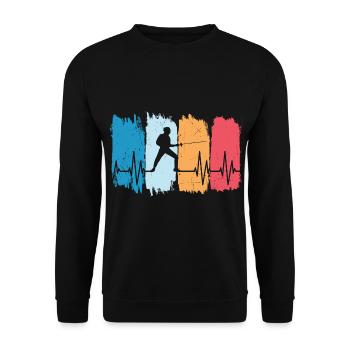 Fechten Herzrhythmus Fechter Geschenke 2021 - Unisex Pullover - Schwarz - Vorne - Alina (178cm) & Michal (187cm)