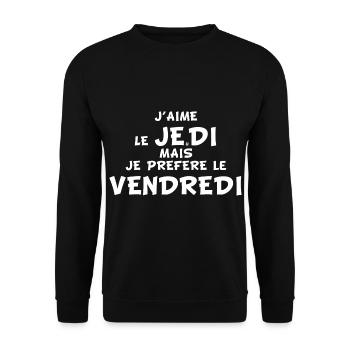 j'aime le jeudi mais je préfère le vendredi - Sweat-shirt Unisexe - noir - Devant - Alina (178cm) & Michal (187cm)