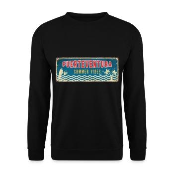 Fuerteventura Sommer Sonne Strand Meer Palmen - Unisex Pullover - Schwarz - Vorne - Alina (178cm) & Michal (187cm)